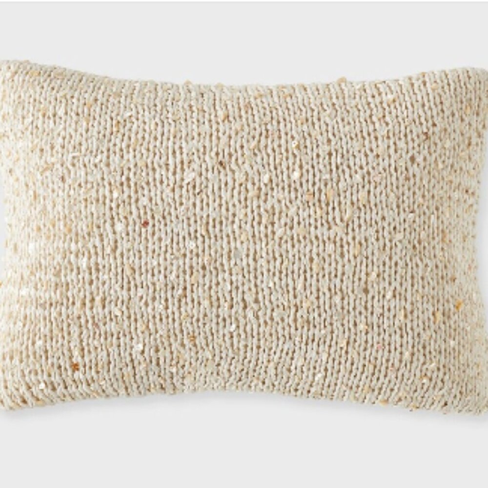 (2)Michael Aram Braided Decorative Pillows w/mother of pearl accents 14" x 20"